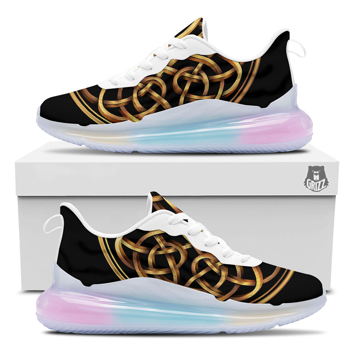 Celtic Knot Golden Print Running Sneakers-grizzshop