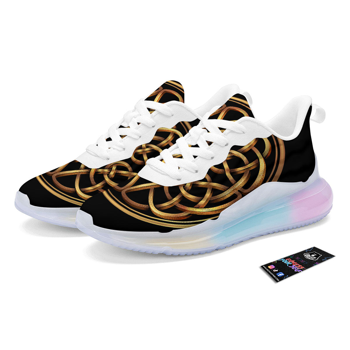 Celtic Knot Golden Print Running Sneakers-grizzshop