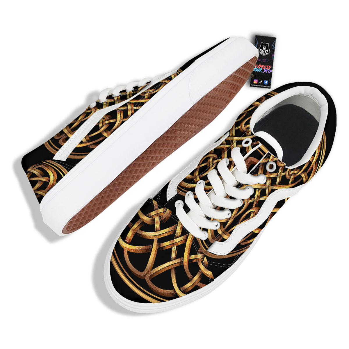 Celtic Knot Golden Print Skate Shoes-grizzshop