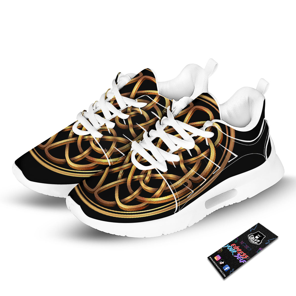 Celtic Knot Golden Print Tennis Shoes-grizzshop