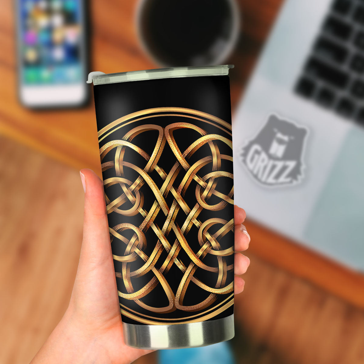 Celtic Knot Golden Print Tumbler-grizzshop