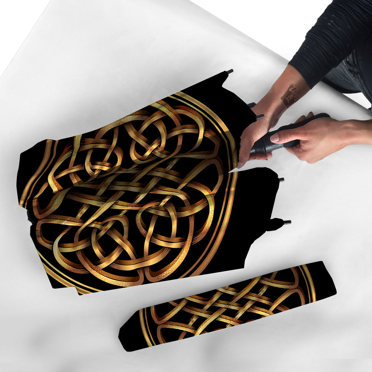 Celtic Knot Golden Print Umbrella-grizzshop
