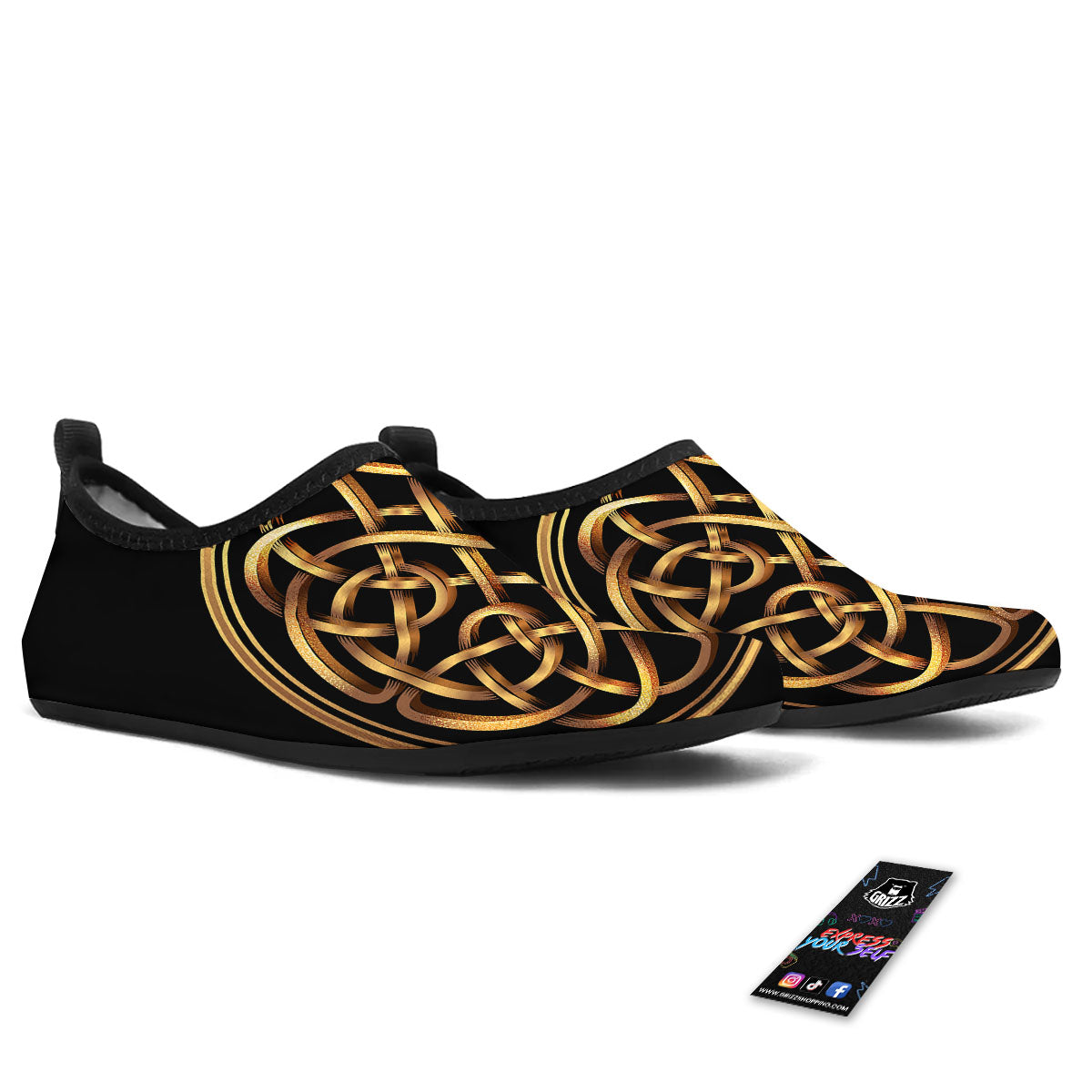 Celtic Knot Golden Print Water Shoes-grizzshop