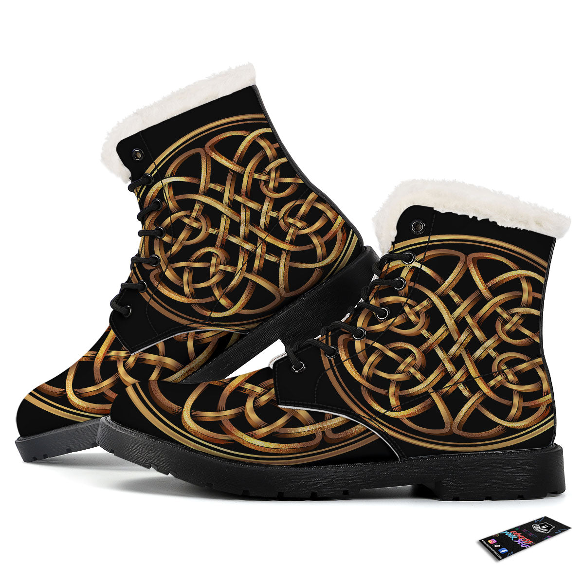 Celtic Knot Golden Print Winter Boots-grizzshop