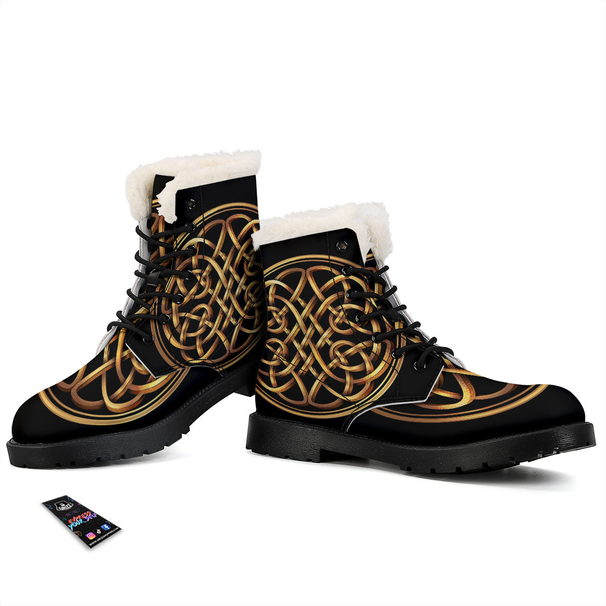 Celtic Knot Golden Print Winter Boots-grizzshop