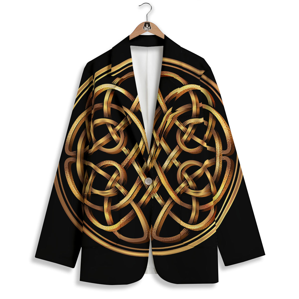 Celtic Knot Golden Print Women's Blazer-grizzshop