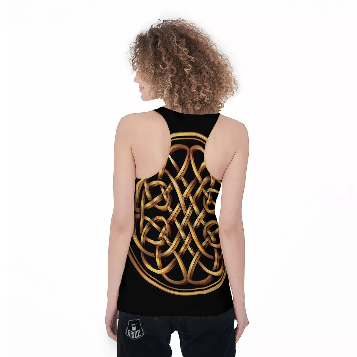 Celtic Knot Golden Print Women's Racerback Tank Top-grizzshop
