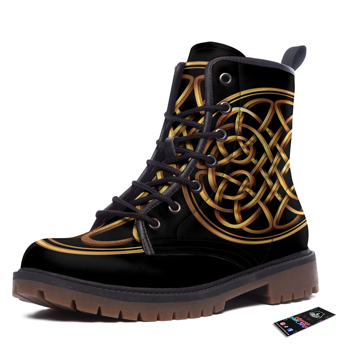 Celtic Knot Golden Print Work Boots-grizzshop