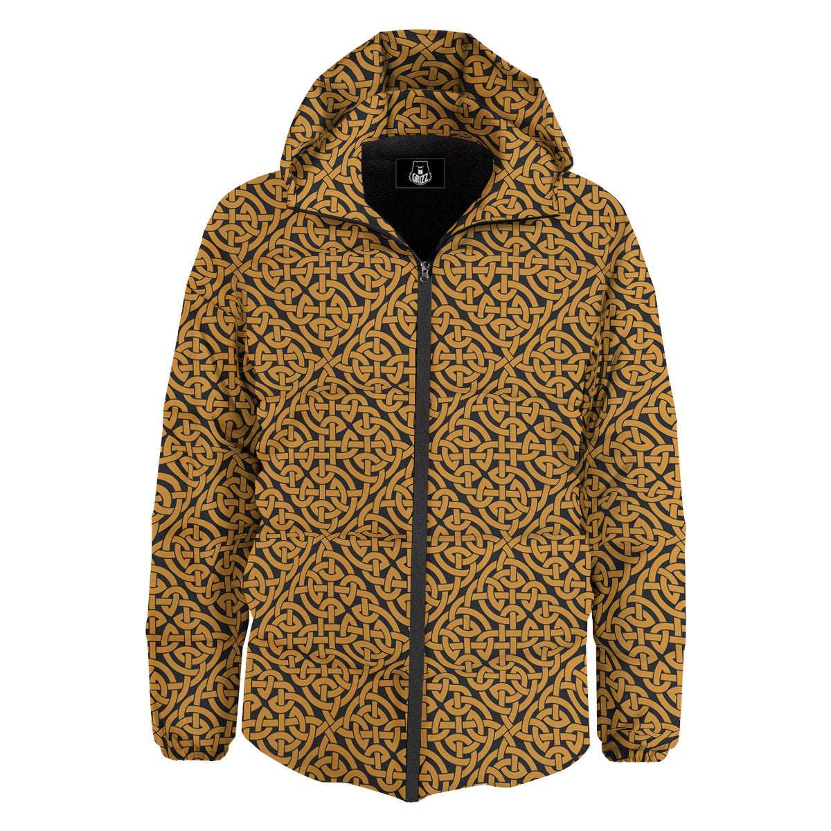 Celtic Knot Print Pattern Down Jacket-grizzshop