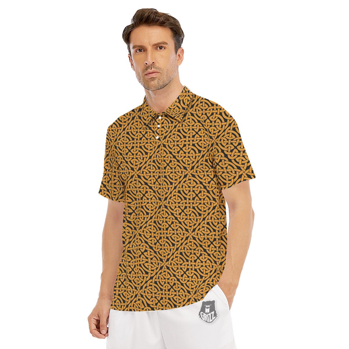 Celtic Knot Print Pattern Men's Golf Shirts-grizzshop