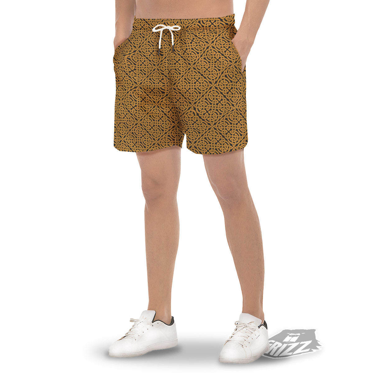 Celtic Knot Print Pattern Men's Gym Shorts-grizzshop