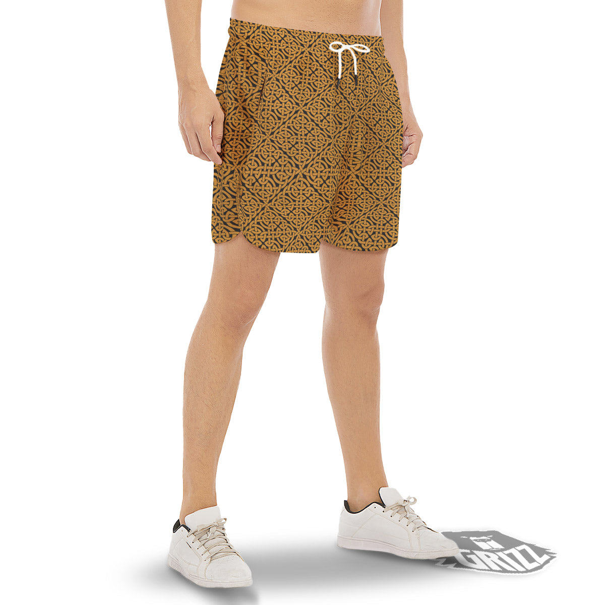 Celtic Knot Print Pattern Men's Gym Shorts-grizzshop