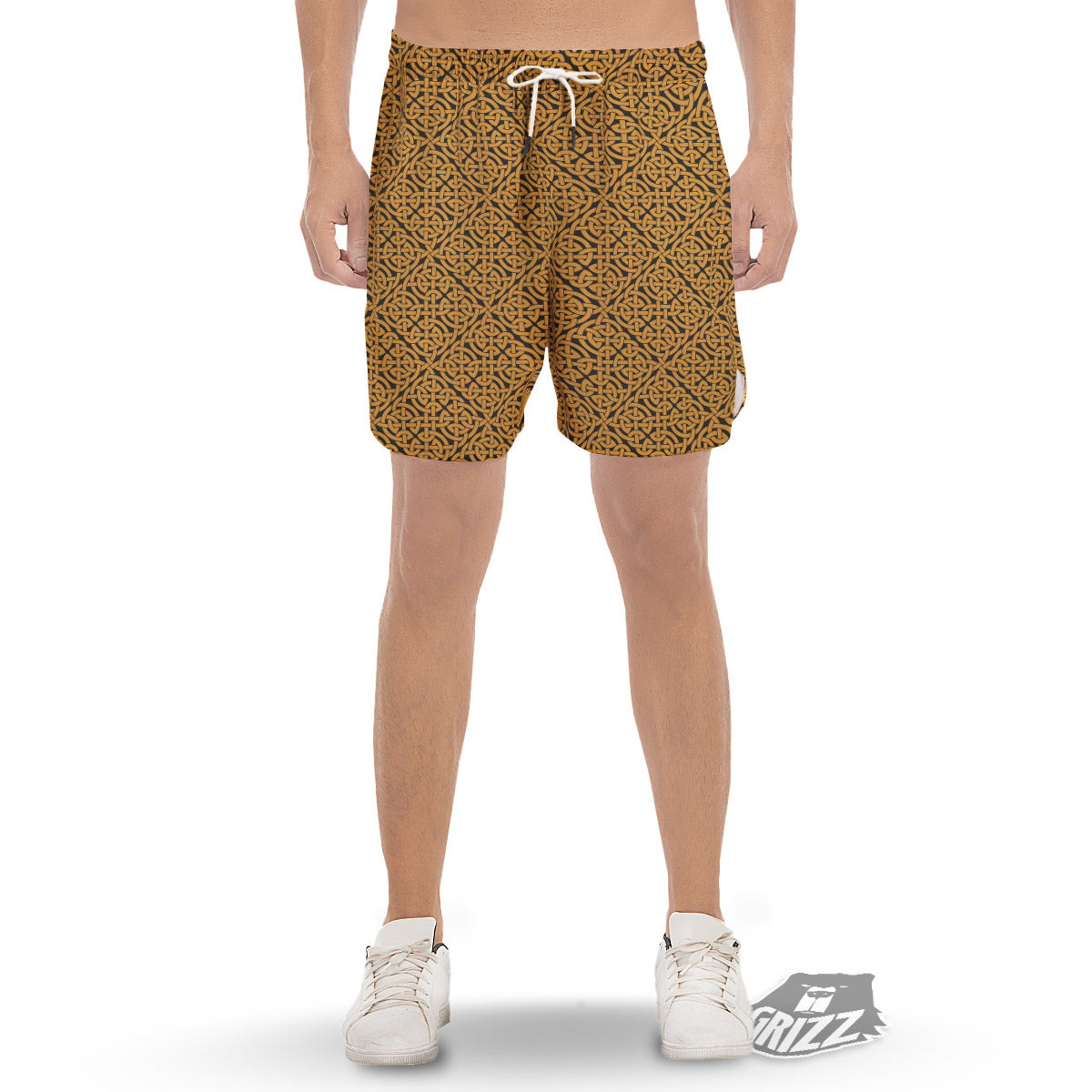 Celtic Knot Print Pattern Men's Gym Shorts-grizzshop