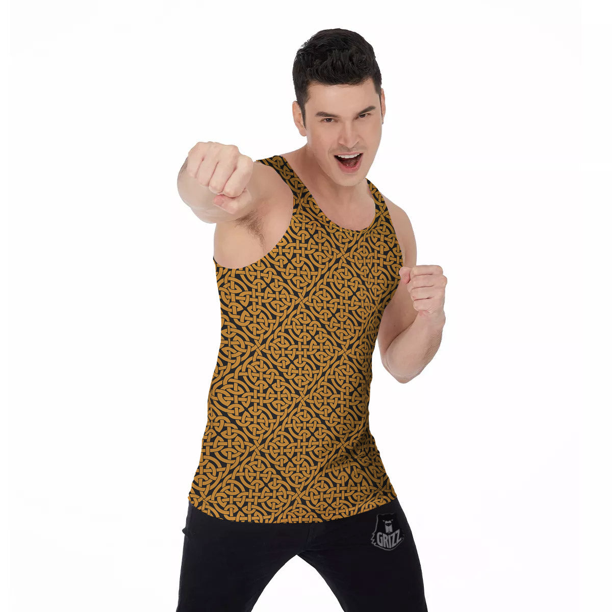 Celtic Knot Print Pattern Men's Tank Top-grizzshop