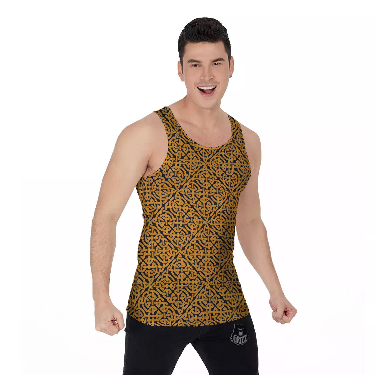 Celtic Knot Print Pattern Men's Tank Top-grizzshop