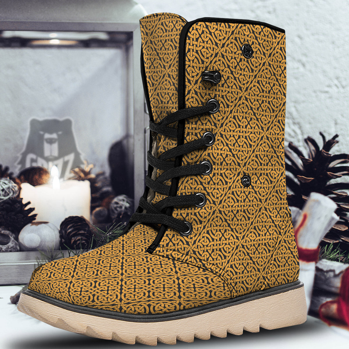 Celtic Knot Print Pattern Snow Boots-grizzshop