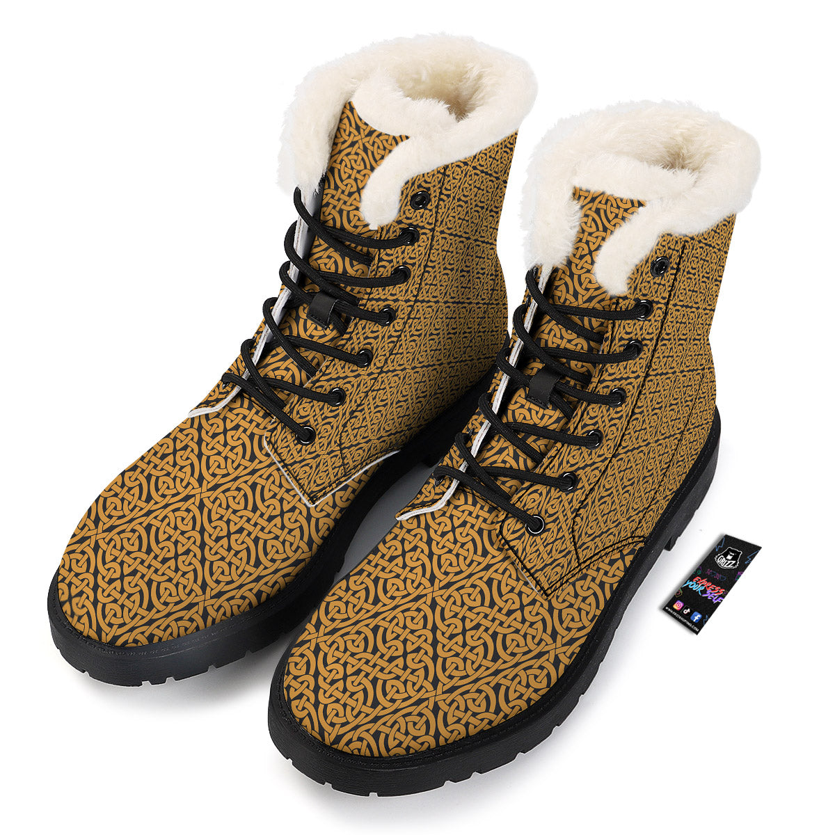 Celtic Knot Print Pattern Winter Boots-grizzshop
