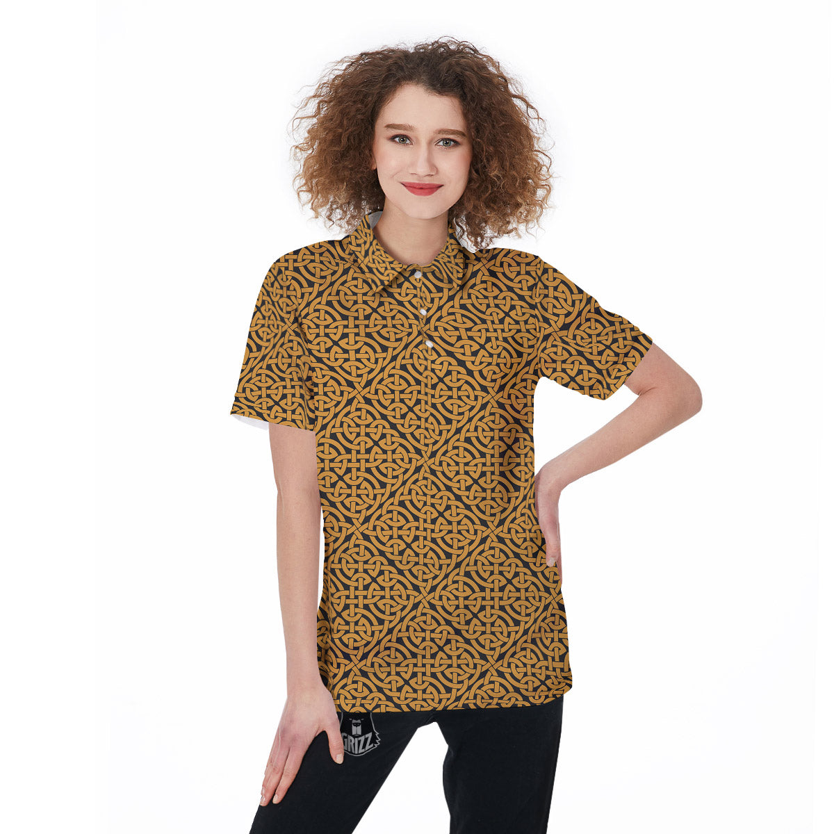 Celtic Knot Print Pattern Women's Golf Shirts-grizzshop