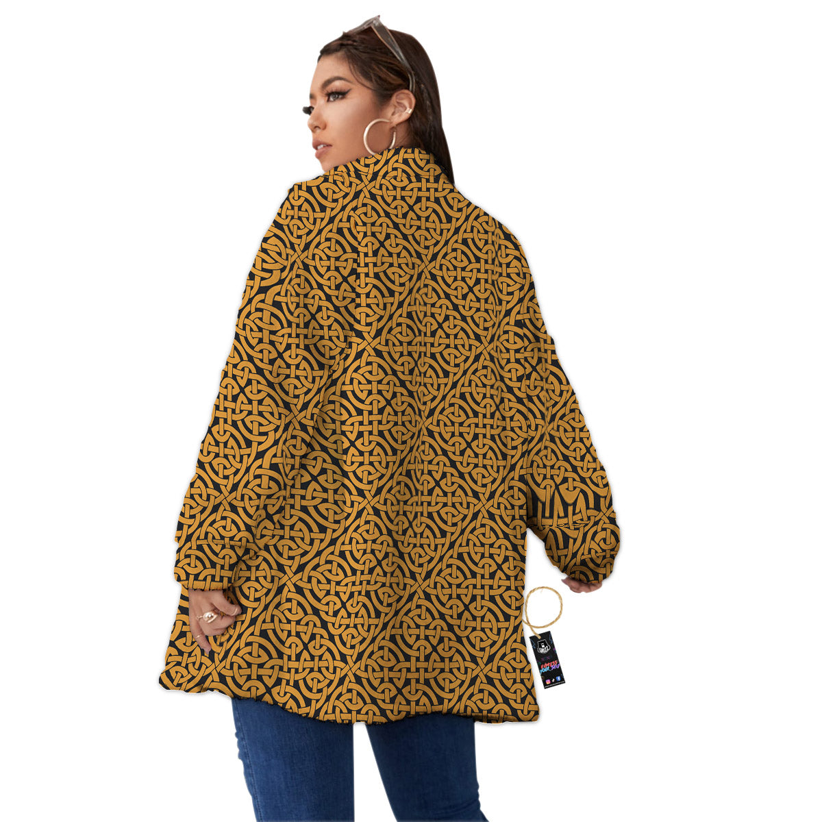 Celtic Knot Print Pattern Women's Sherpa Jacket-grizzshop