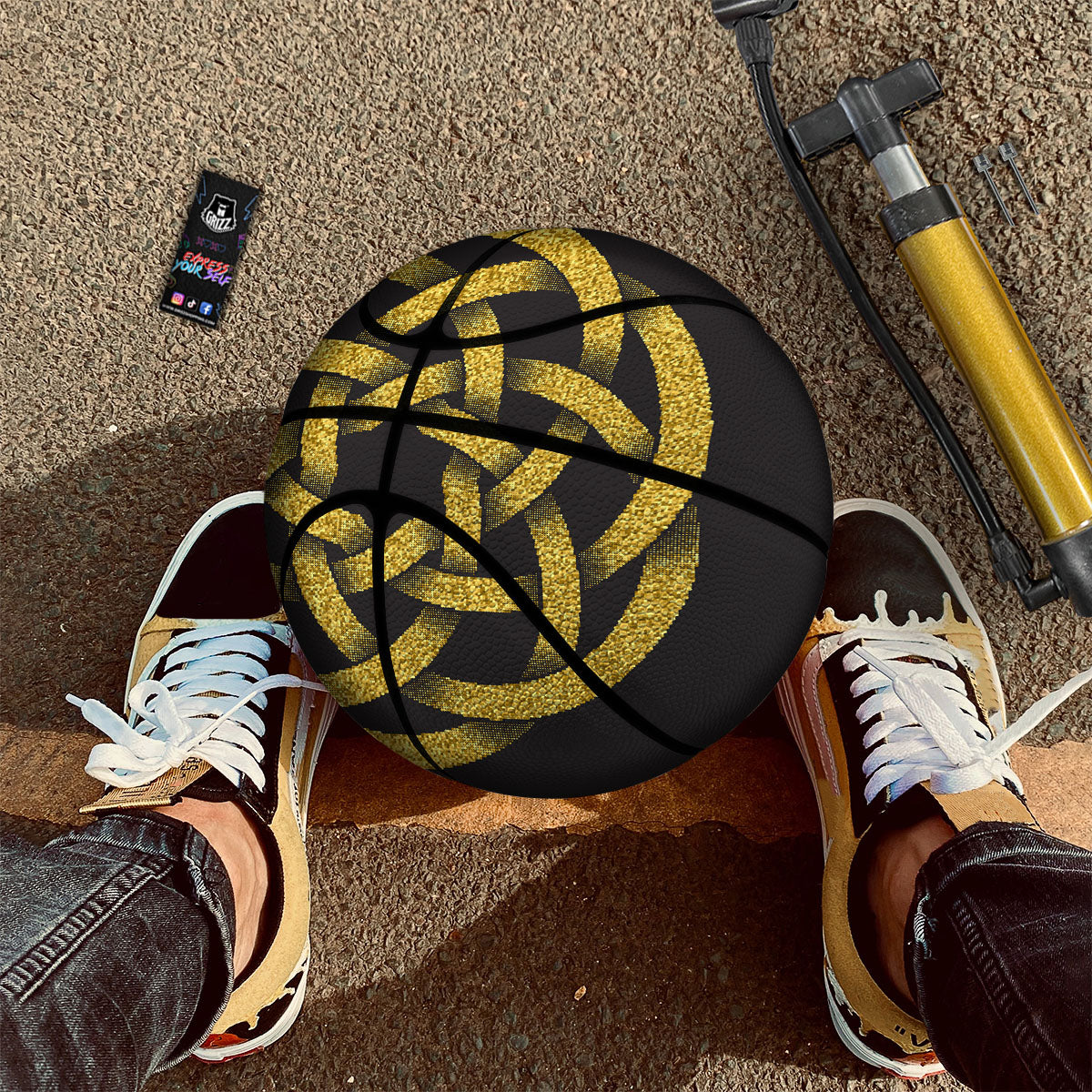 Celtic Knot Symbol Gold Circle Print Basketball-grizzshop