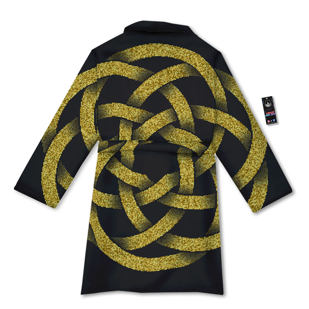 Celtic Knot Symbol Gold Circle Print Bathrobe-grizzshop