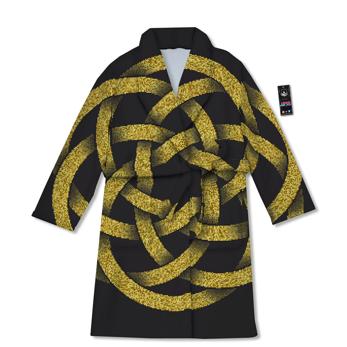 Celtic Knot Symbol Gold Circle Print Bathrobe-grizzshop