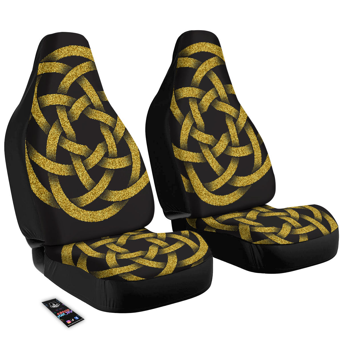 Celtic Knot Symbol Gold Circle Print Car Seat Covers-grizzshop