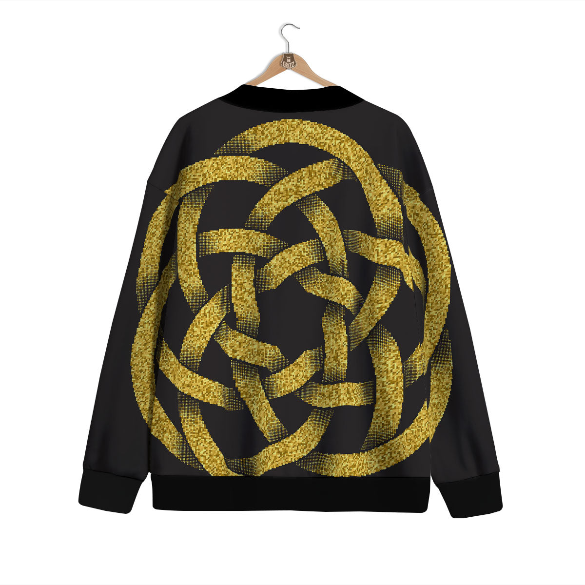 Celtic Knot Symbol Gold Circle Print Cardigan-grizzshop