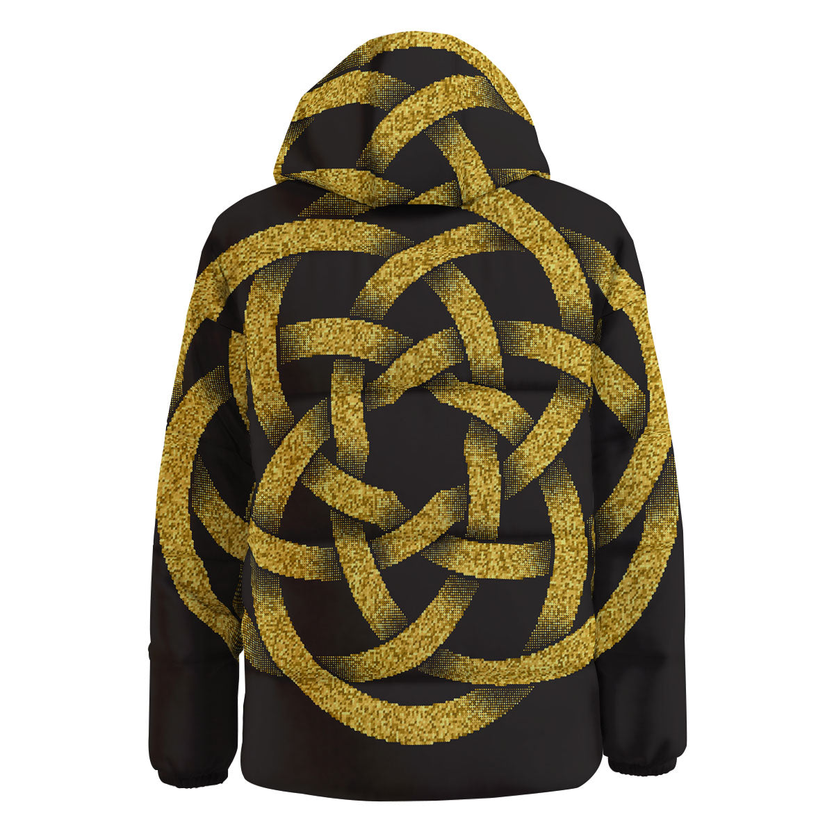 Celtic Knot Symbol Gold Circle Print Down Jacket-grizzshop