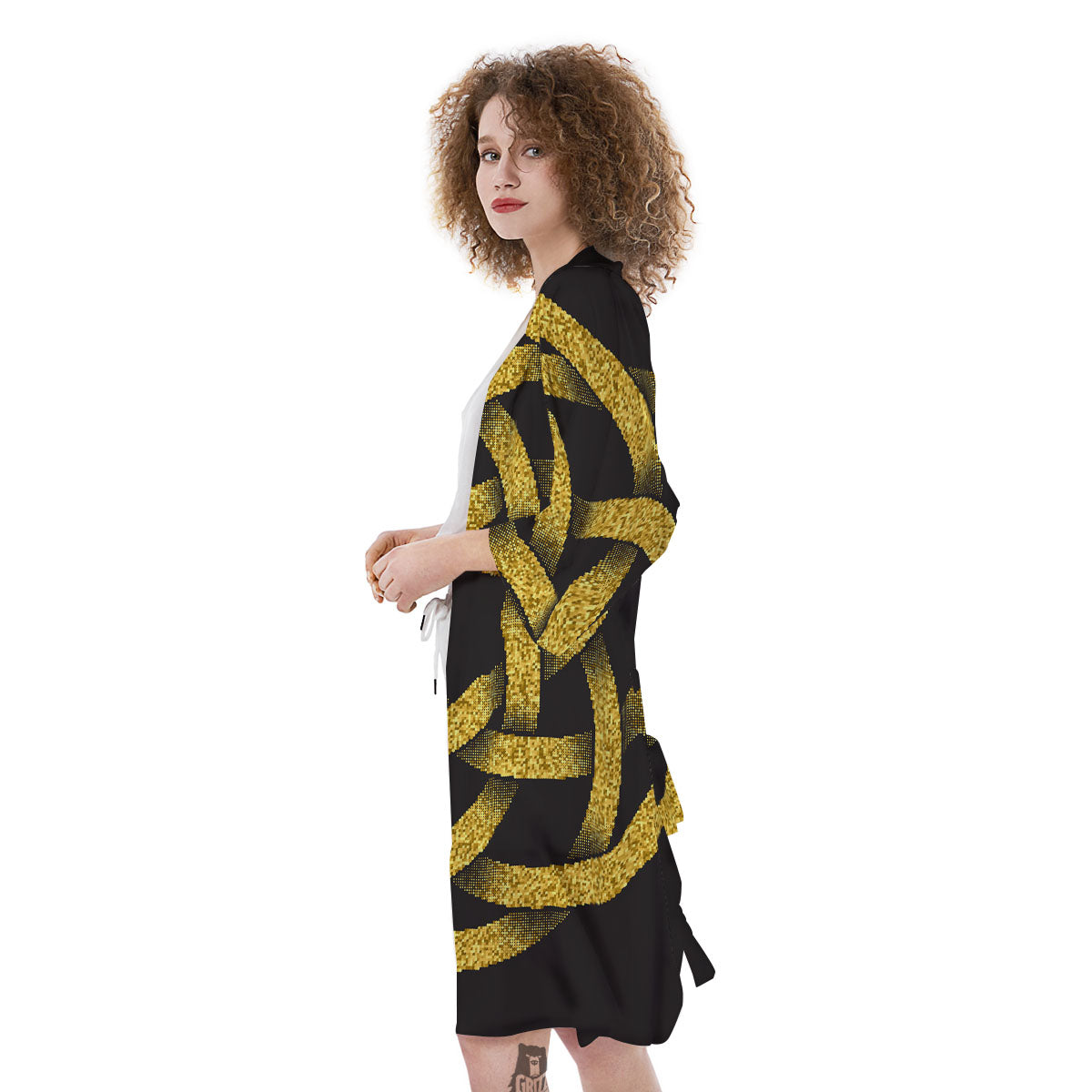 Celtic Knot Symbol Gold Circle Print Kimono-grizzshop