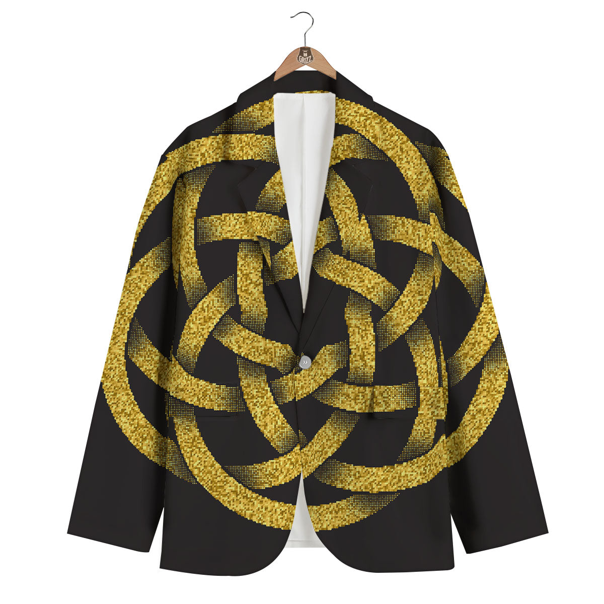 Celtic Knot Symbol Gold Circle Print Men's Blazer-grizzshop