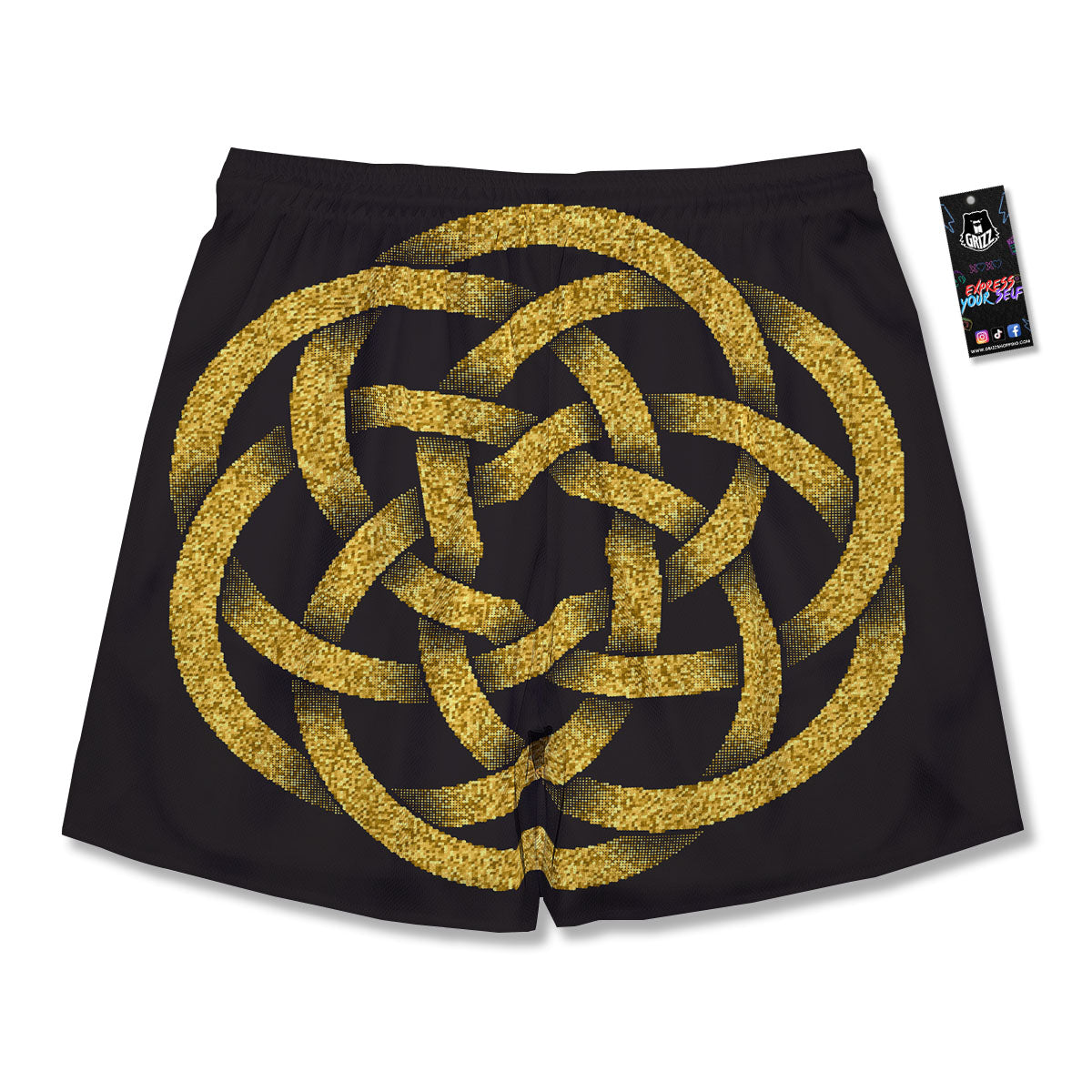 Celtic Knot Symbol Gold Circle Print Men's Running Shorts-grizzshop