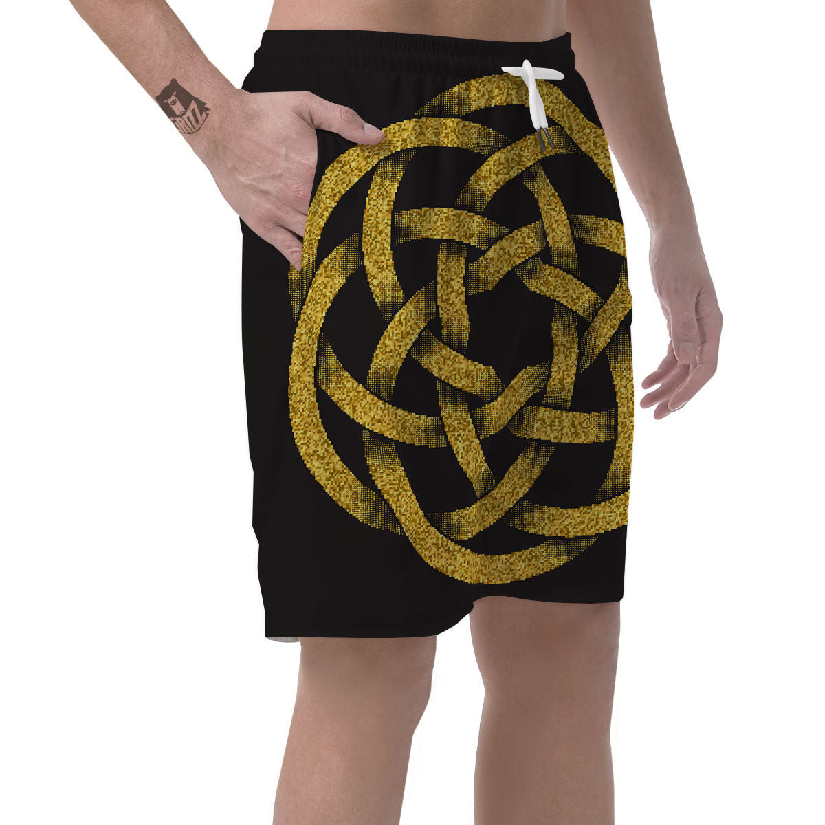 Celtic Knot Symbol Gold Circle Print Men's Shorts-grizzshop