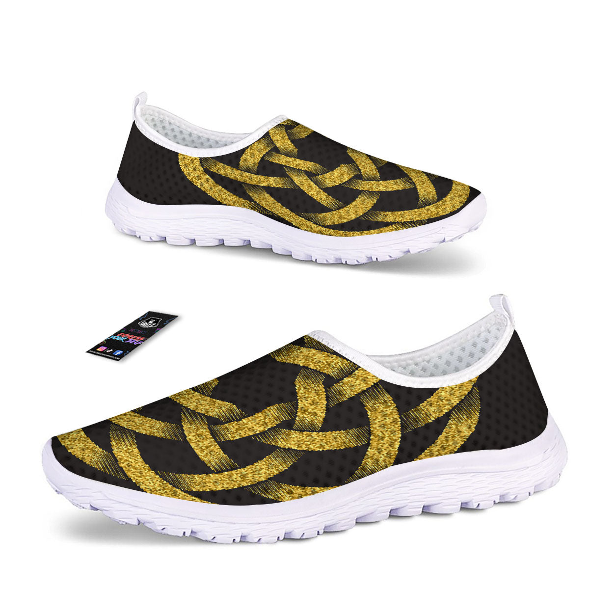 Celtic Knot Symbol Gold Circle Print Nurse Shoes-grizzshop