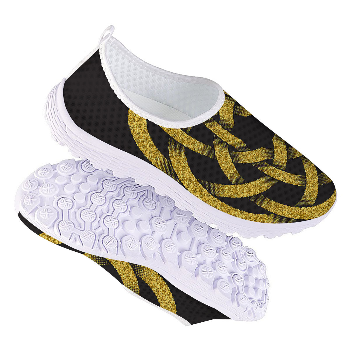 Celtic Knot Symbol Gold Circle Print Nurse Shoes-grizzshop