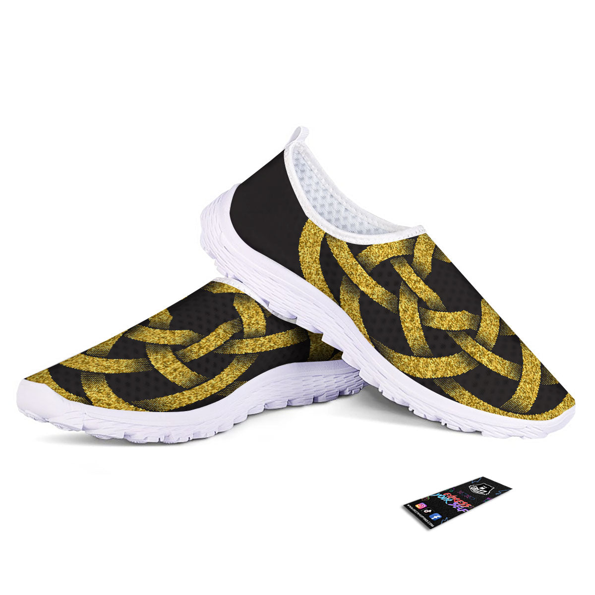 Celtic Knot Symbol Gold Circle Print Nurse Shoes-grizzshop