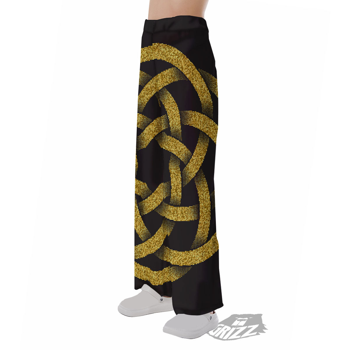 Celtic Knot Symbol Gold Circle Print Pajama Pants-grizzshop