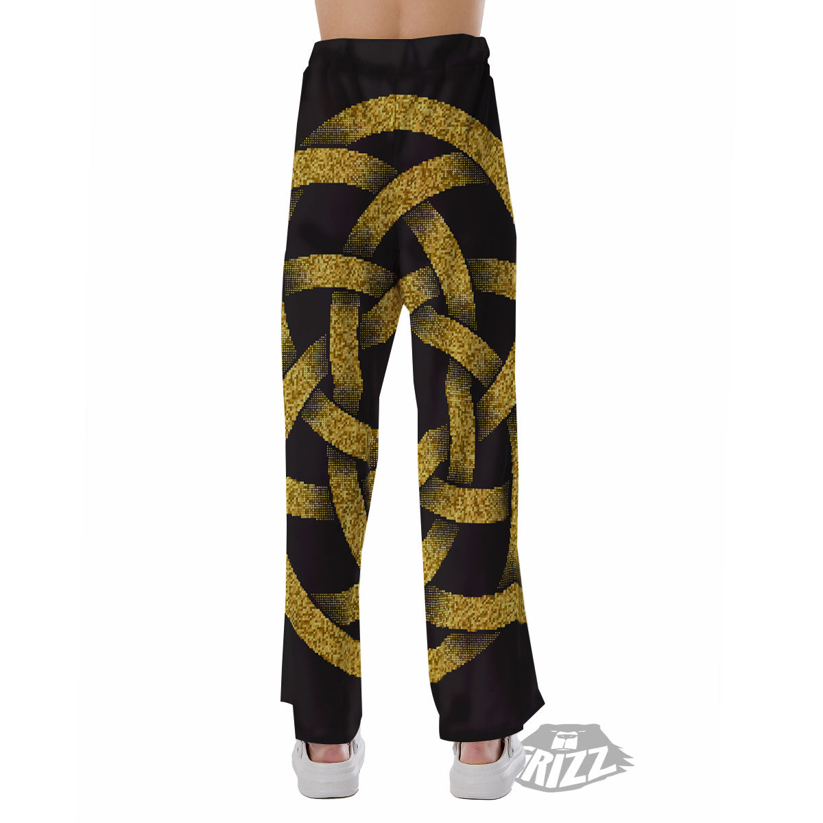 Celtic Knot Symbol Gold Circle Print Pajama Pants-grizzshop