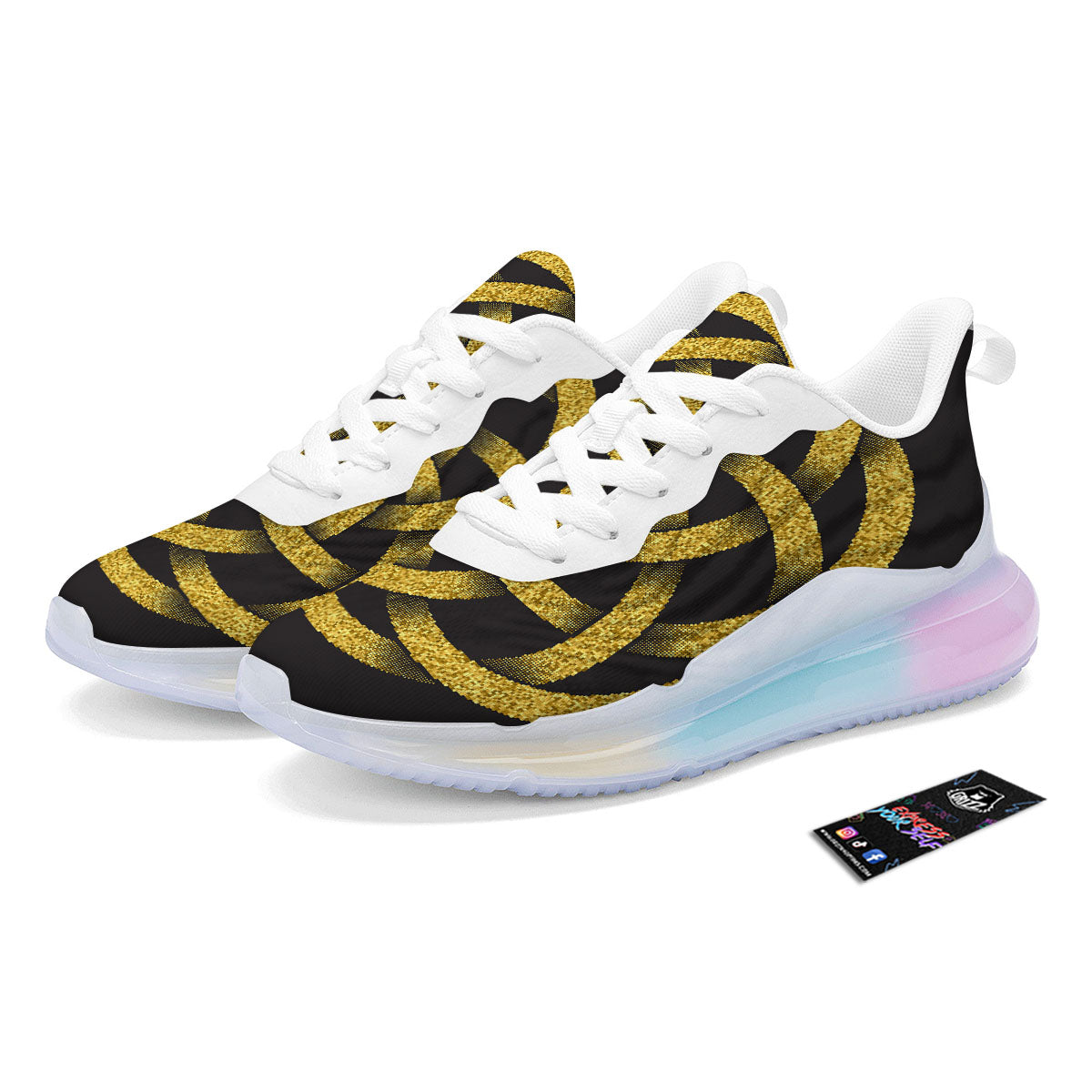 Celtic Knot Symbol Gold Circle Print Running Sneakers-grizzshop