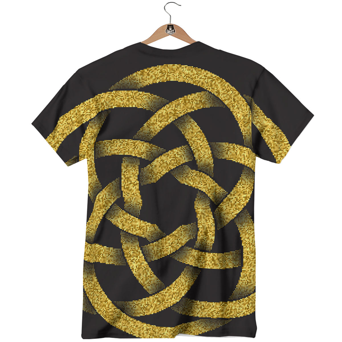 Celtic Knot Symbol Gold Circle Print T-Shirt-grizzshop