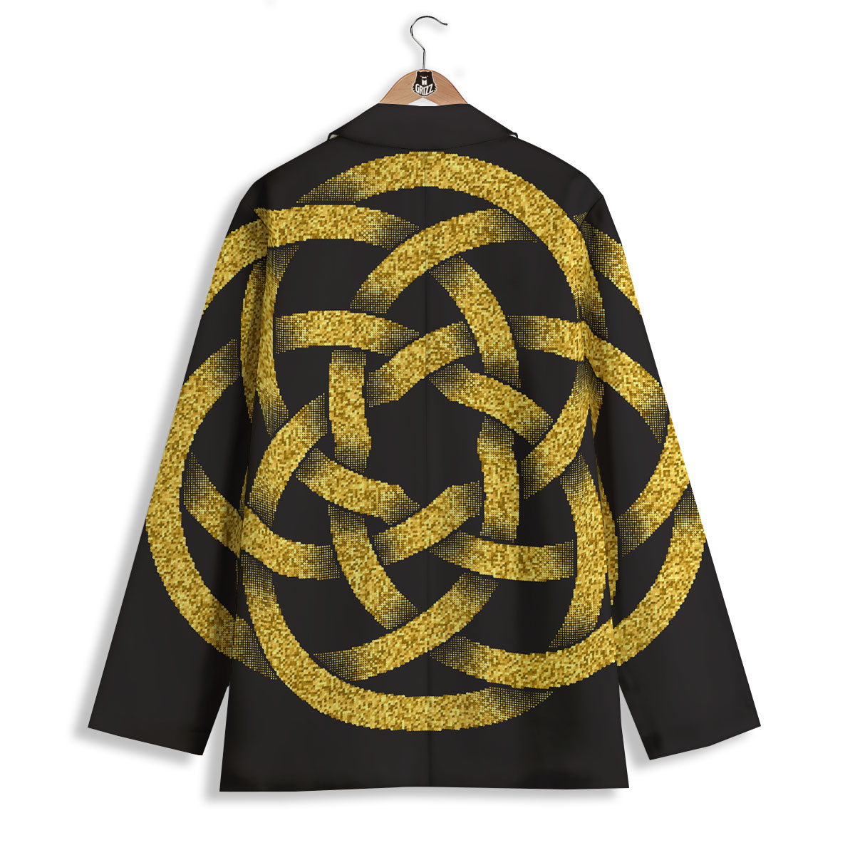 Celtic Knot Symbol Gold Circle Print Women's Blazer-grizzshop