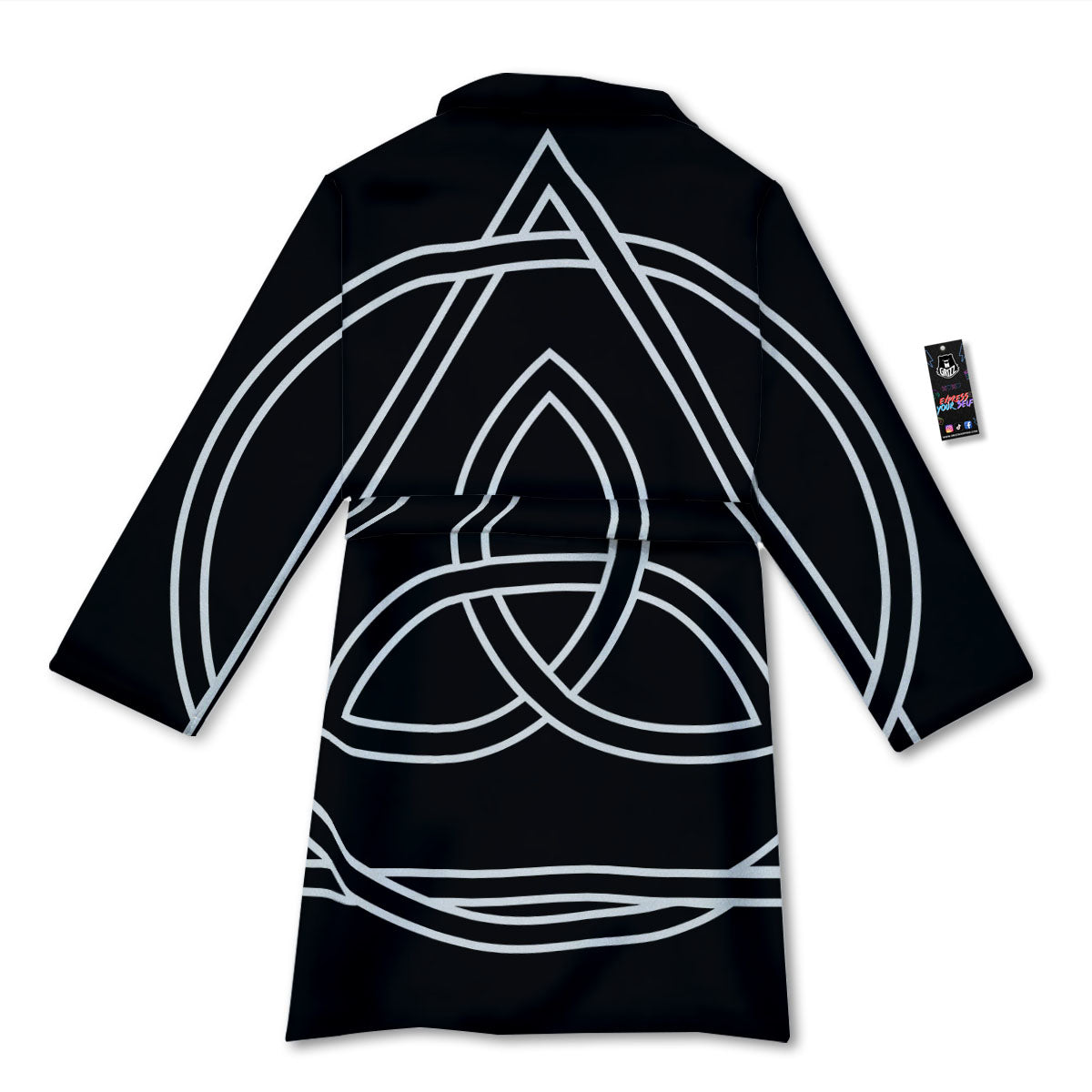 Celtic Knot White And Black Print Bathrobe-grizzshop