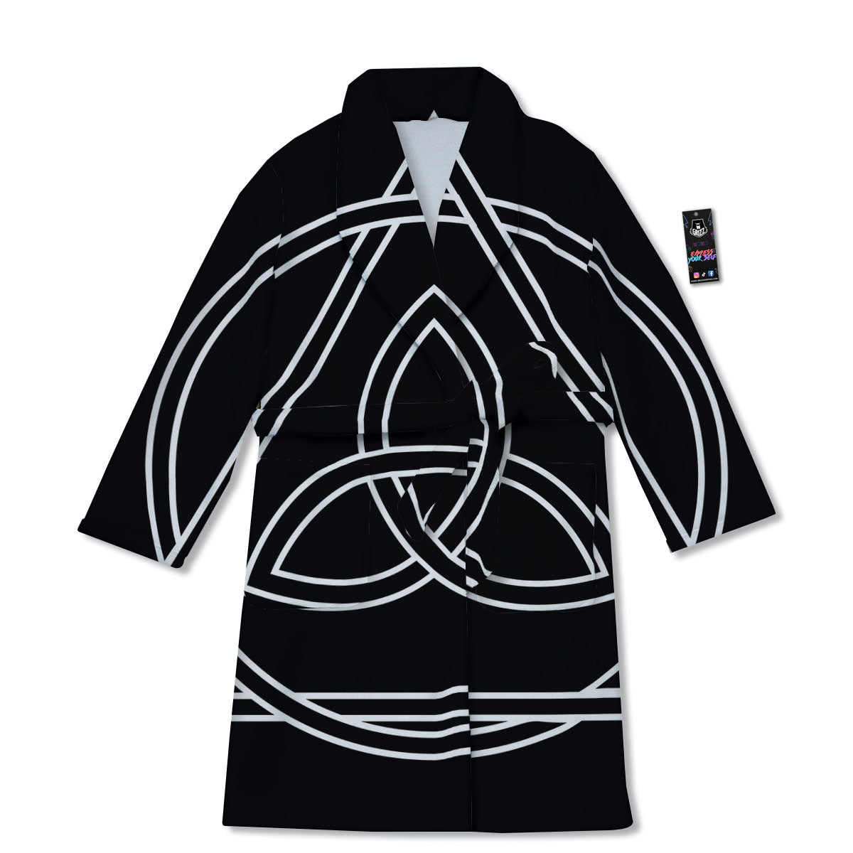 Celtic Knot White And Black Print Bathrobe-grizzshop