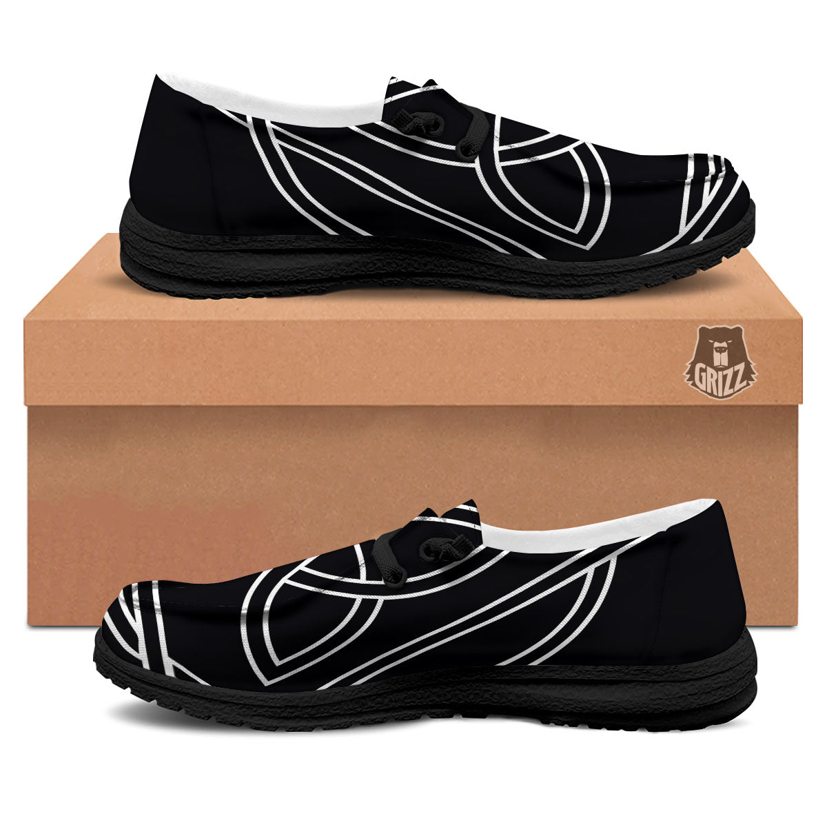 Celtic Knot White And Black Print Black Loafers-grizzshop