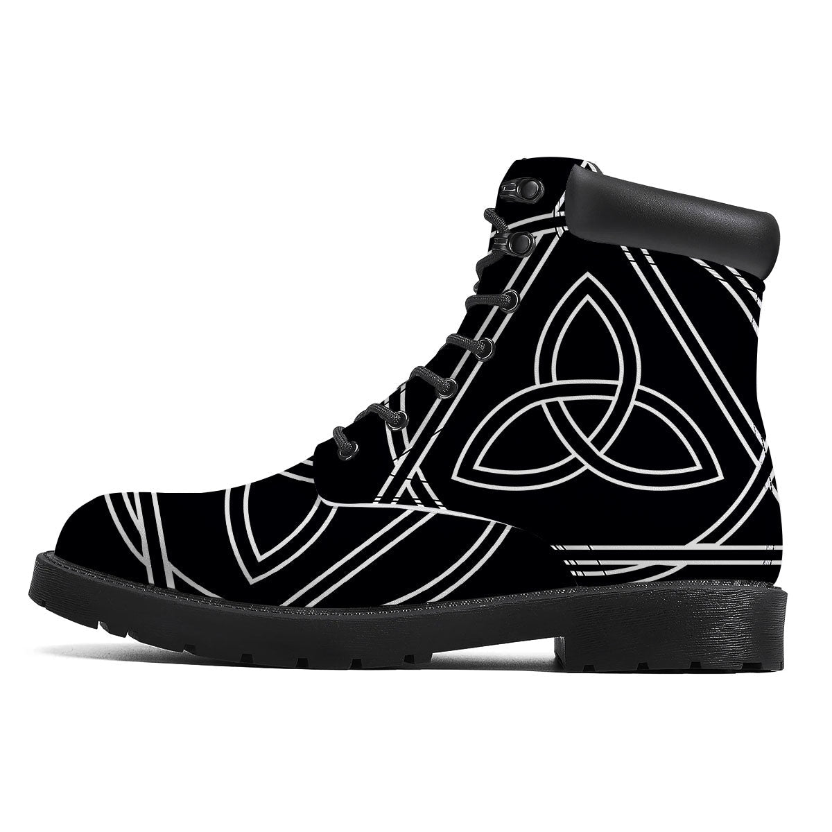 Celtic Knot White And Black Print Boots-grizzshop