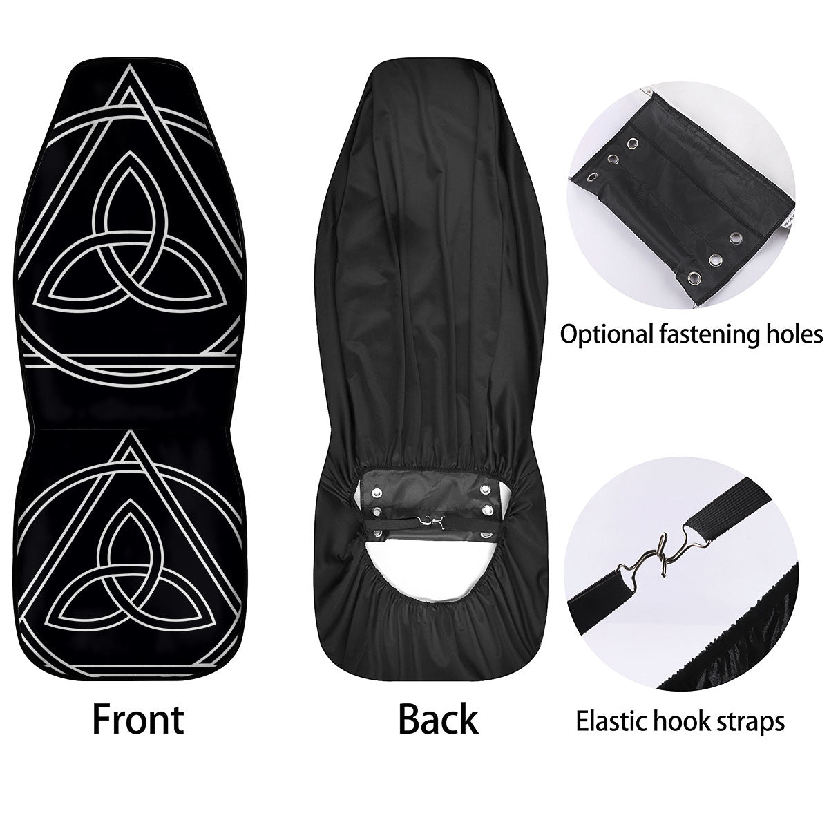 Celtic Knot White And Black Print Car Seat Covers-grizzshop