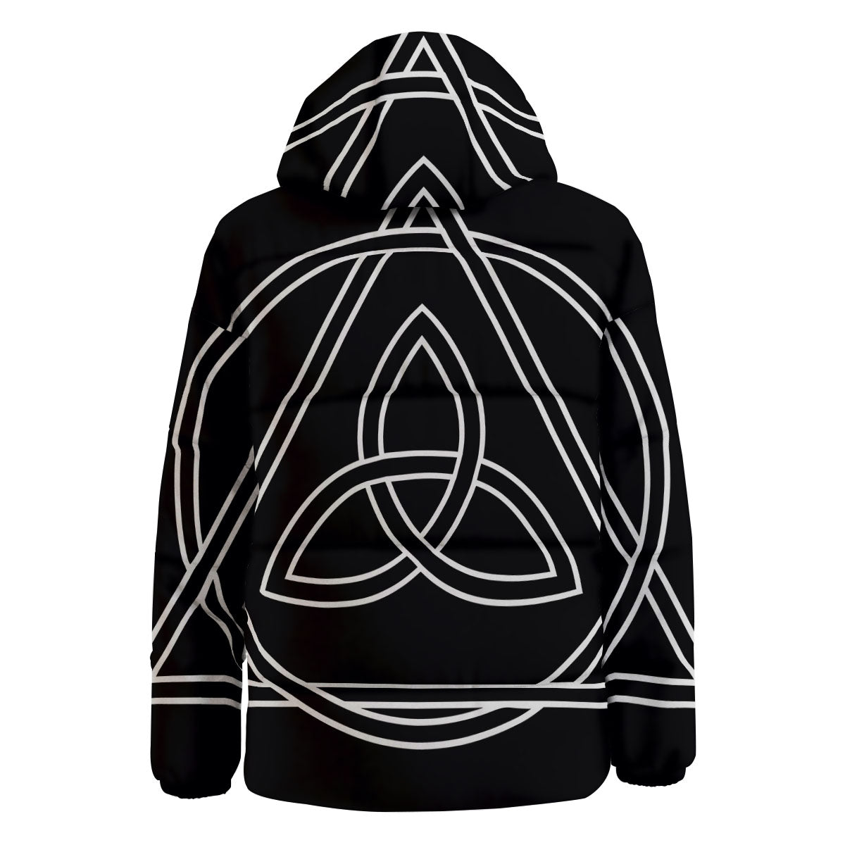 Celtic Knot White And Black Print Down Jacket-grizzshop