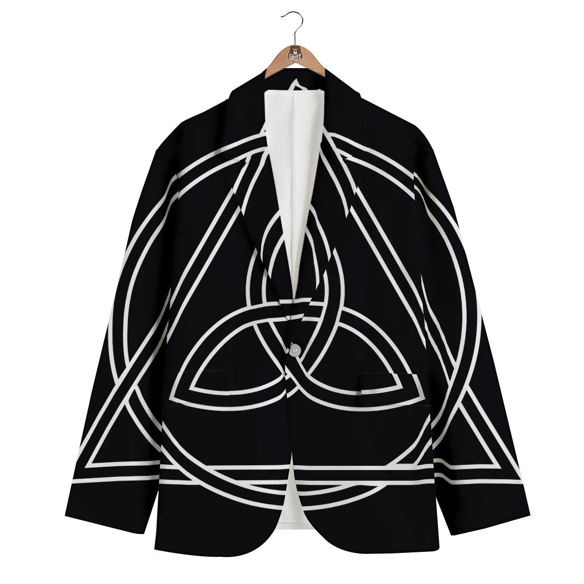 Celtic Knot White And Black Print Men's Blazer-grizzshop