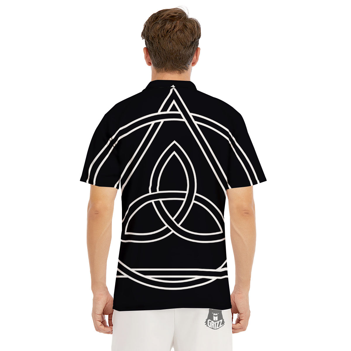 Celtic Knot White And Black Print Men's Golf Shirts-grizzshop