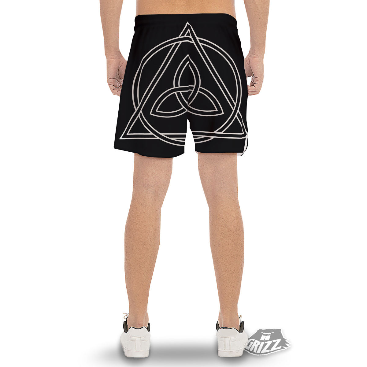 Celtic Knot White And Black Print Men's Gym Shorts-grizzshop